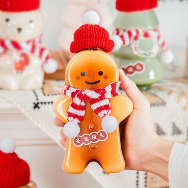 Cute Gingerbread Man Drinking Cup Portable Shaker Drink Bottle Christmas  Tree Cookie Packaging Boxes Milk Tea Water Bottle Gifts