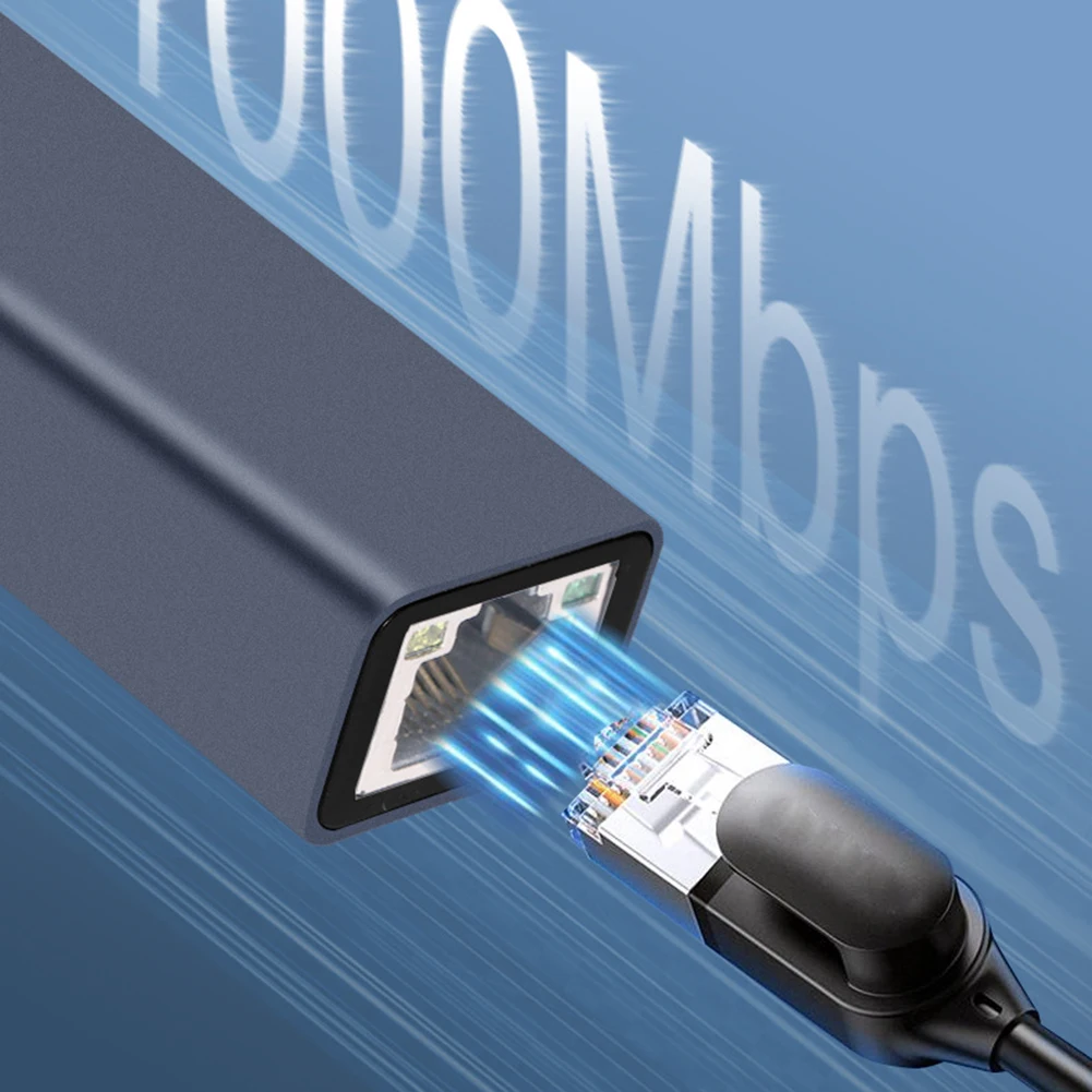 Type-C To RJ45 Gigabit Ethernet Type-C To Ethernet Adapter 10/100/1000Mbps Wired LAN Adapter Aluminum Alloy for Computer Desktop