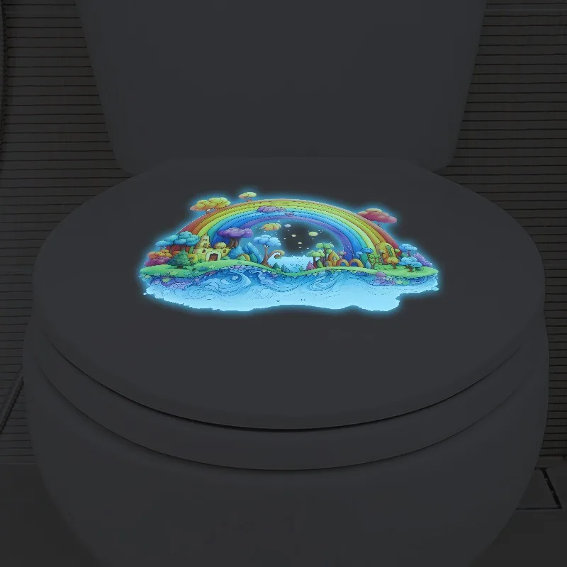 Cartoon dream Rainbow Castle Children's bathroom toilet home decoration wall with glow-in-the-dark stickers self-adhesive