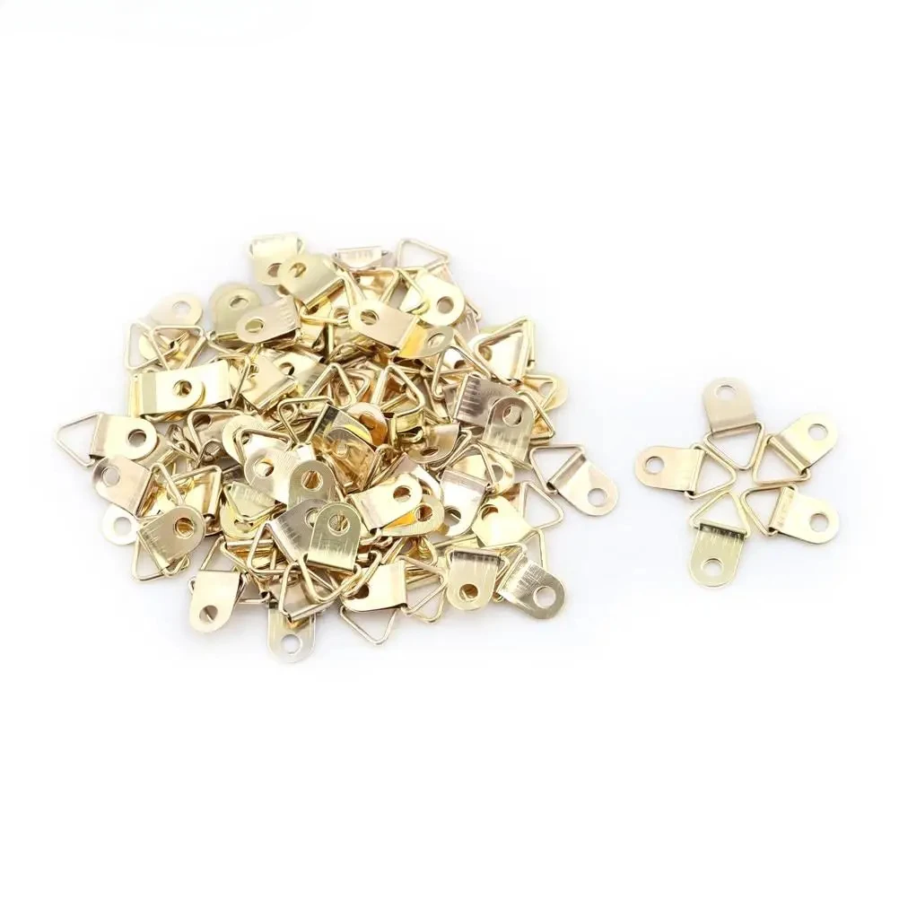 10/100PCS/Lot Golden Triangle D-Ring Hanging Oil Painting Mirror Picture Frame Hanger