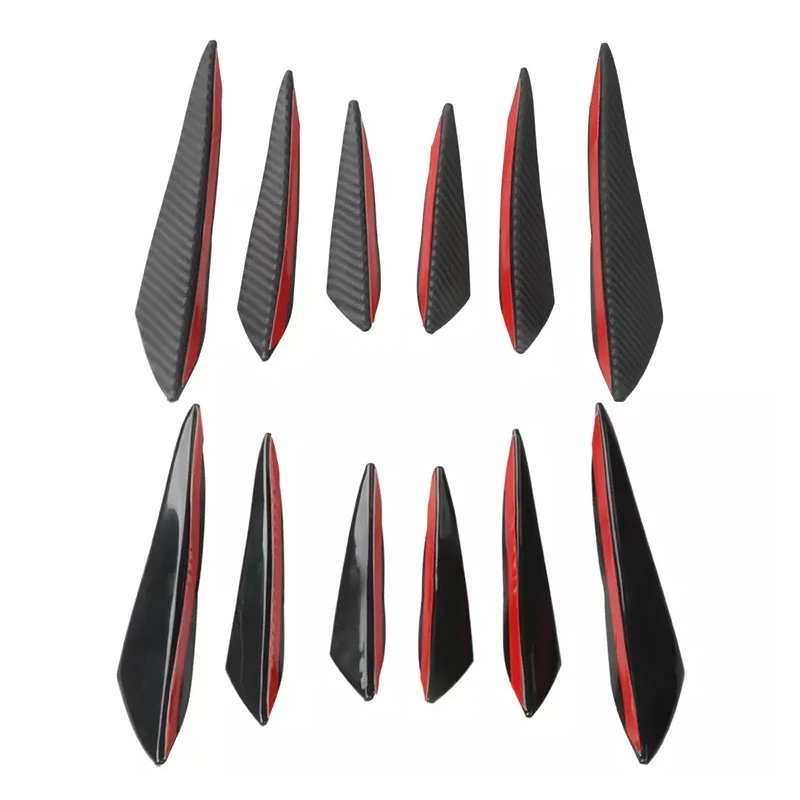 Universal Car Bumper Lip Protector Set - Black Carbon Fiber Spoiler Guards
