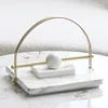 Modern Luxury Metal Tissue Holder, Dining Table Center Napkin Holder, Hotel Clubhouse, Imitation Marble Paperweight Decoration 1