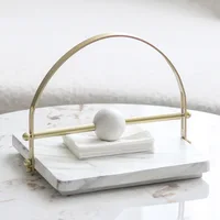 Modern Luxury Metal Tissue Holder, Dining Table Center Napkin Holder, Hotel Clubhouse, Imitation Marble Paperweight Decoration 1