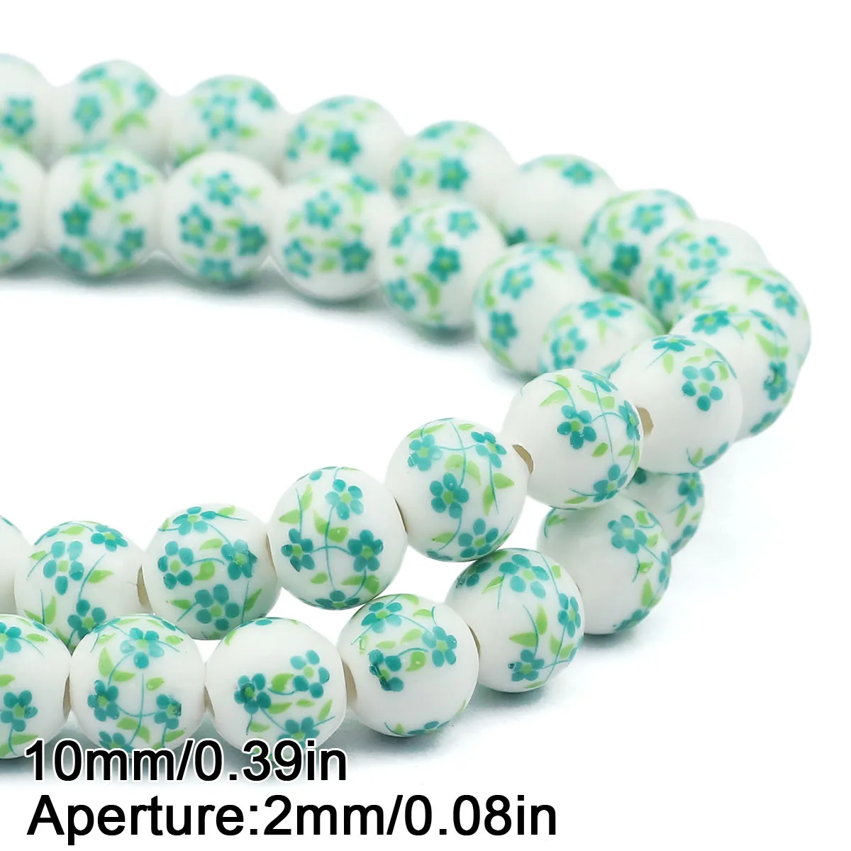 20pcs Multicolor Floral Oblate Ceramic Spacer Beads
