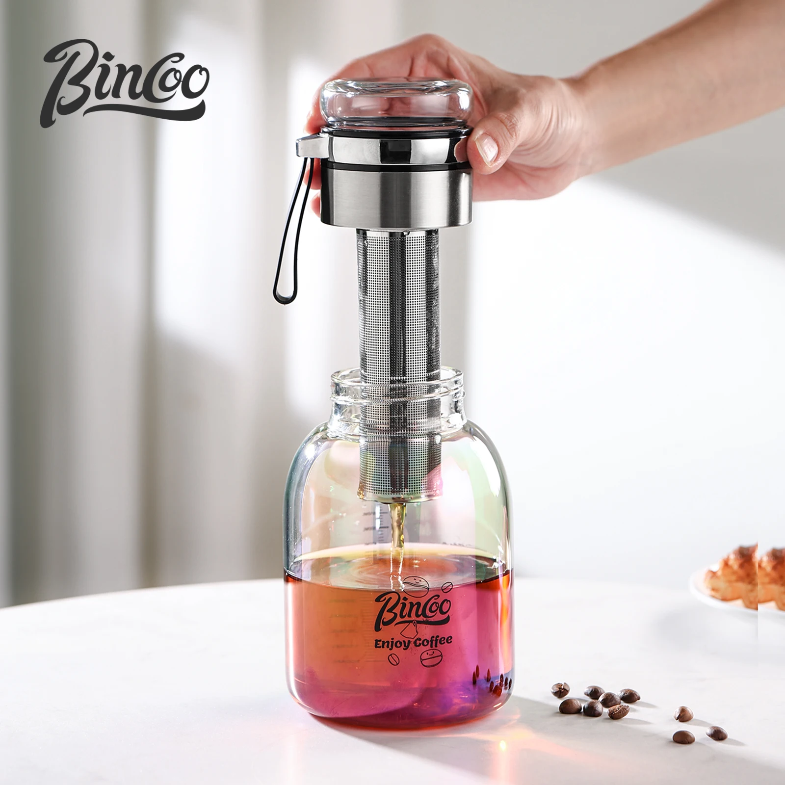 Cold Brew Iced Coffee Maker 800mL Iced Coffee Maker Tea Infuser Airtight Cold Brew Pitcher Coffee Accessories Cold Brew System