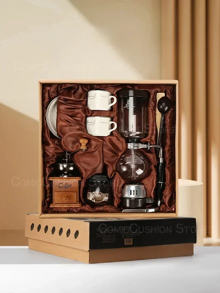 Siphon coffee pot Set Gift box Retro hand-ground maker Home glass utensils