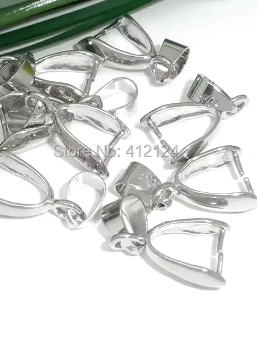 500 Stück silberfarbene Pinch-Bail-Perlen für Halsketten, Anhänger, Charms, Großhandel, 9 x 21 mm – Detail 1