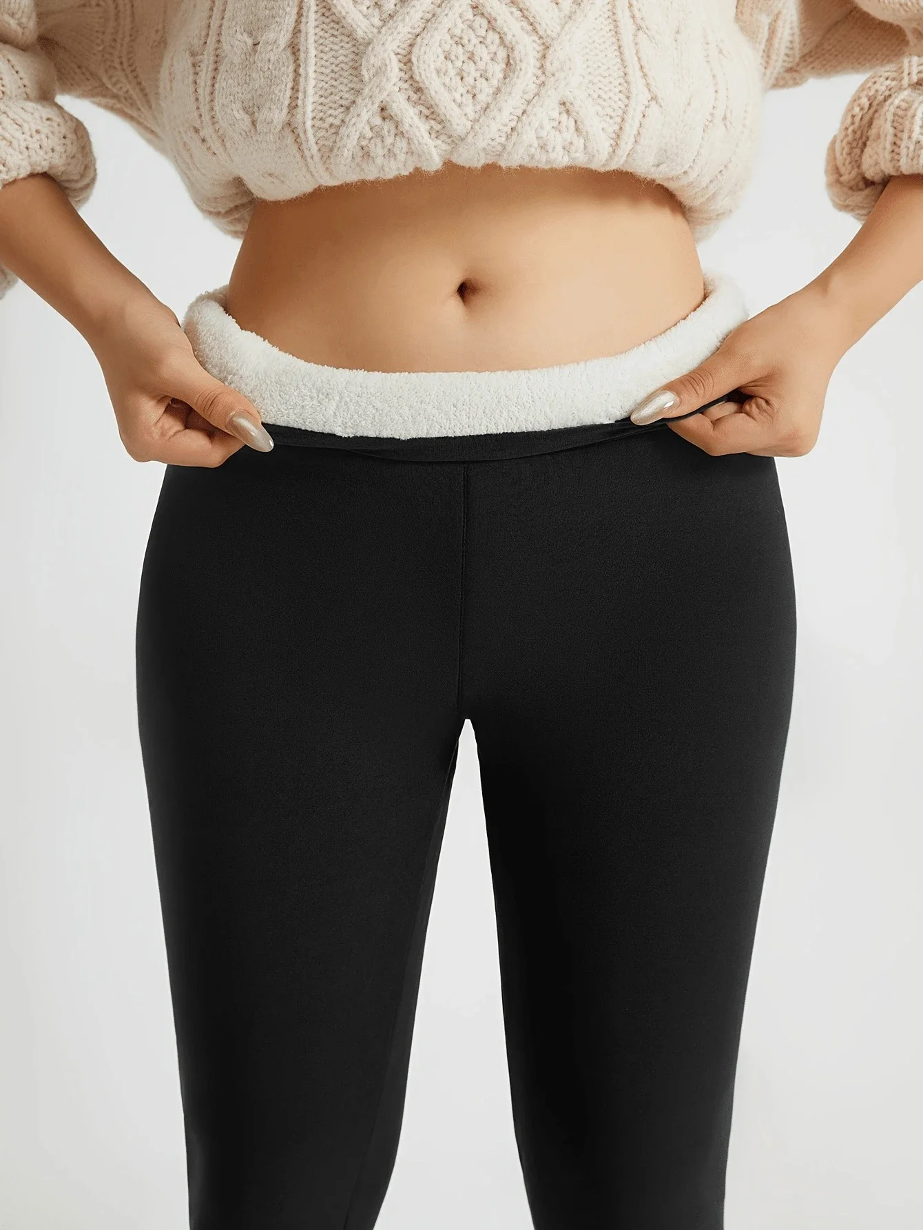 Women's Casual Thickened Fleece-Lined Warm Leggings With Lamb Wool Lining For Running Colanti 2