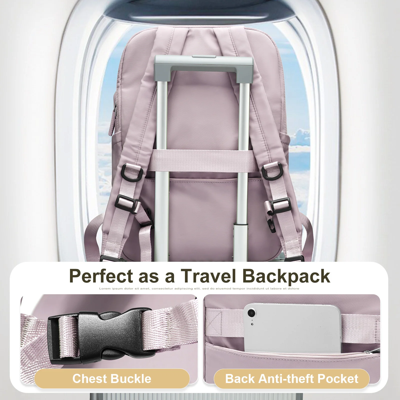 Women's Laptop Backpack, 5.6-inch Anti theft Laptop Casual Backpack, USB Charging, Work Travel, Girl University College Backpack