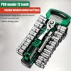 Drive Socket Set 1/4"-3/8"-1/2",CR-V Metric and Imperial Sockets with Quick-Release Ratchet Wrench,pro model 72 teeth,  Sockets 1