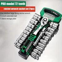 Drive Socket Set 1/4"-3/8"-1/2",CR-V Metric and Imperial Sockets with Quick-Release Ratchet Wrench,pro model 72 teeth,  Sockets 1