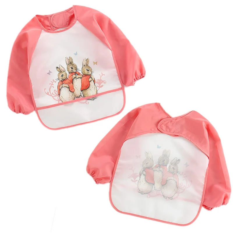 Baby Bibs Toddler Waterproof Long Sleeve Apron Cartoon Animals Children Feeding Smock 0-3Y baby bib feeding bib cotton bib set cotton bib silicone bib silicone feeding bib