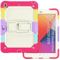 Heavy Duty Armor Case - Rugged and Protective Design - iPad 10.2 2020 8th (Rainbow Red)