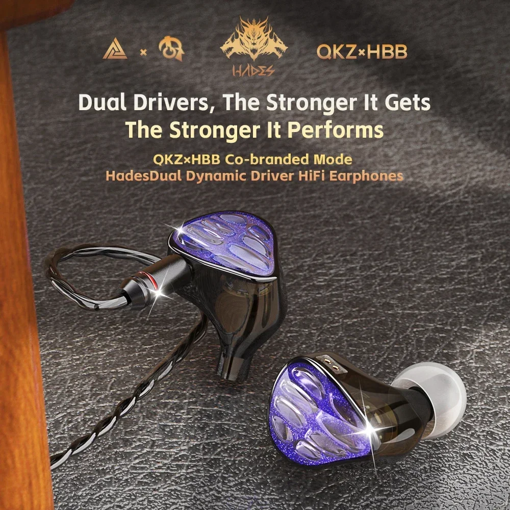 QKZ x HBB Hades 2DD In-Ear Monitor HiFi Earphone Wired Earbuds with Detachable Cable for Audiophiles Musicians wired earphones in ear headphones in ear earphones wired headphones in ear monitor