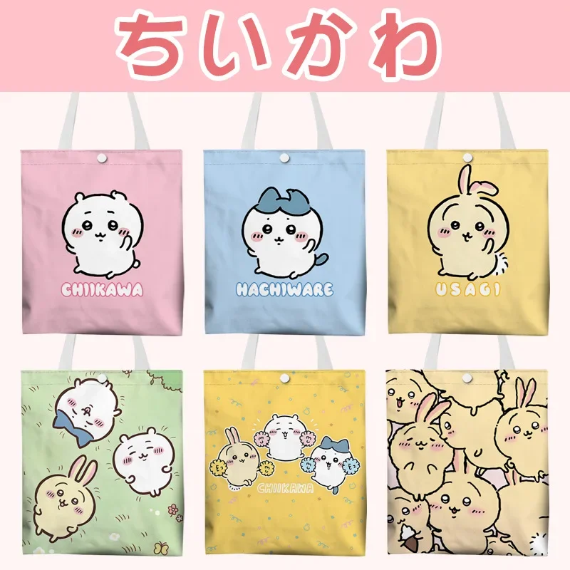 

New Chiikawas Anime Surrounding Girl Kawaii Canvas Bag Storage Hachiwares Usagis Student Cartoon Cute Handheld Stationery Bag