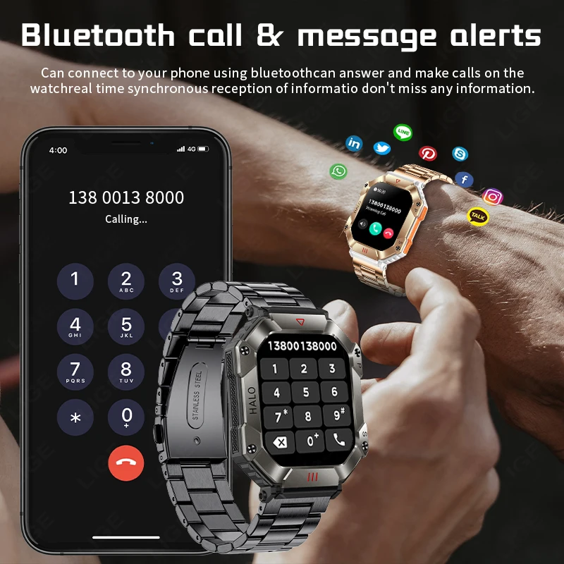 LIGE  GPS и͸ Ʈ ġ, ȵ̵ IOS ƮϽ ð, Ip68 , 2.0 AI   ȭ Ʈ ġ 2024