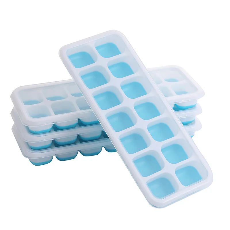 Ice Cube Mold Ice Cube Trays Reusable Silicone Ice cube Mold Fruit Maker with Removable Lids Kitchen Tools Freezer Summer Mould