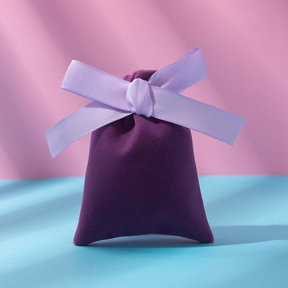 Luxury Beige Velvet Jewelry and Gift Pouches - Set of 10
