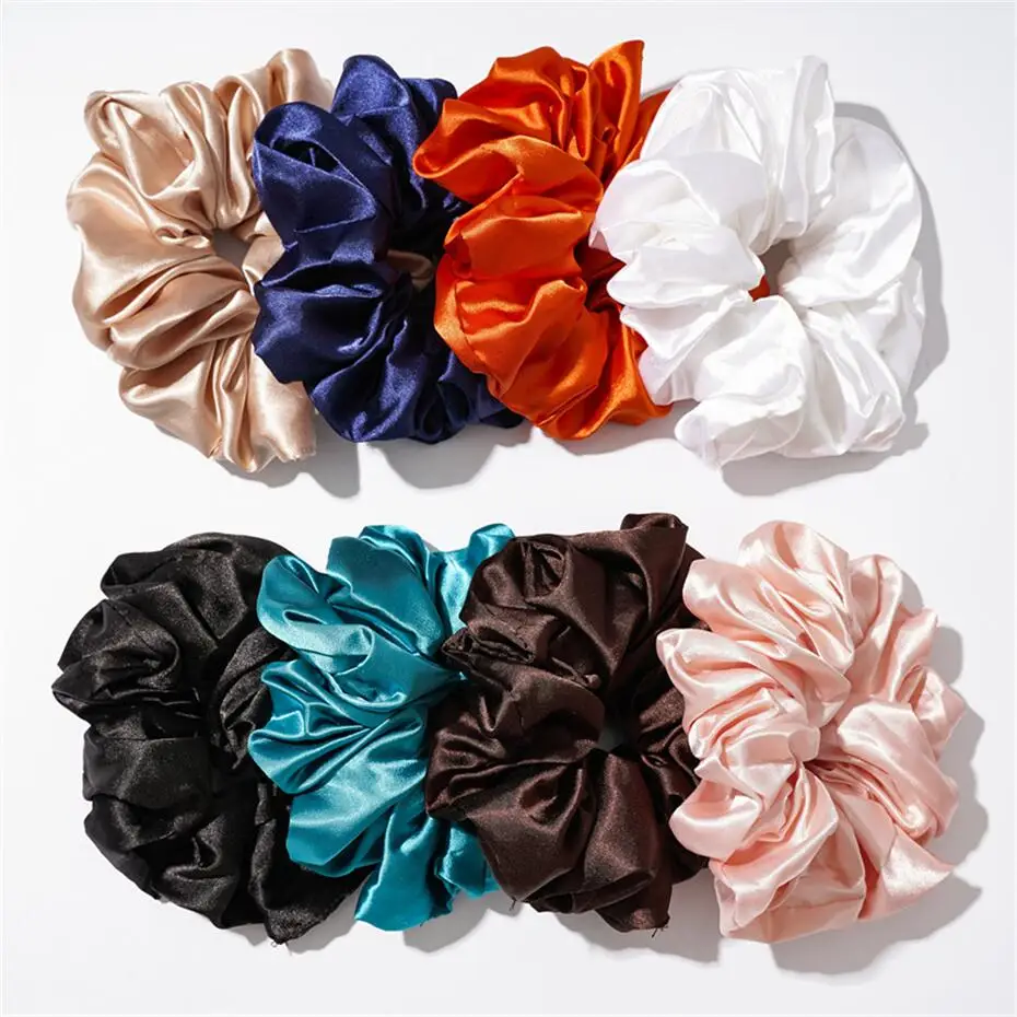 Korea Silk Scrunchie Elastic Hair Bands Solid Color Fashion Bow Headband Ponytail Holder Hair Ties Ropes Girs Hair Accessoires hair clip ins