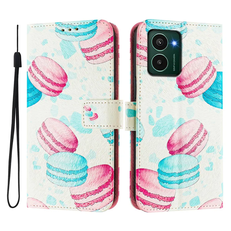 Leather Phone Case - Flip Cover Wallet with Magnetic Closure and Floral Design