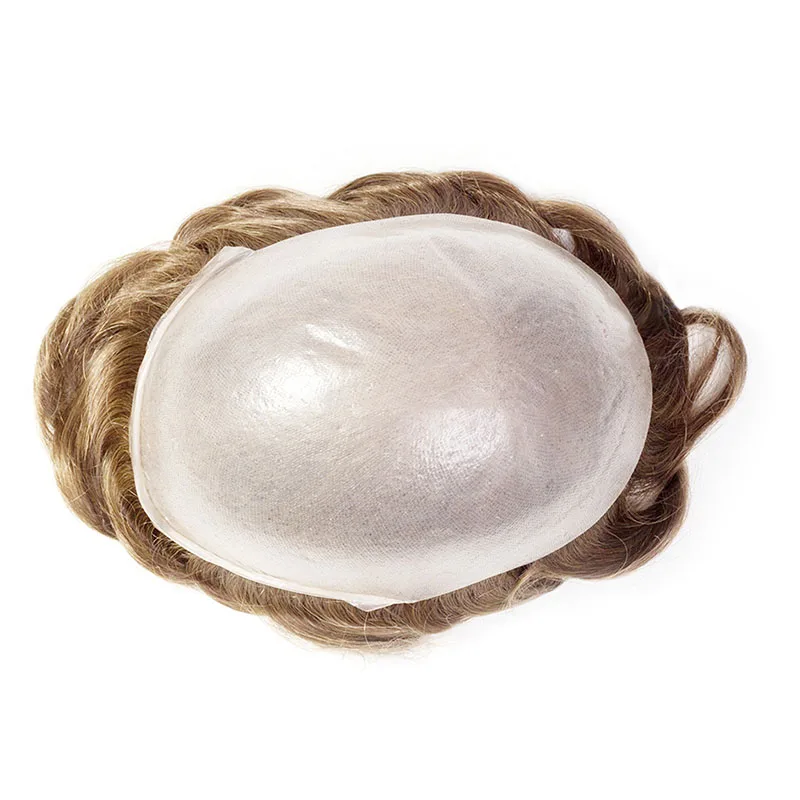 Thin Skin 0.02-0.03mm Men Toupee Comb Back Natural Human Hair Men Wig Indian Remy Hair Wig Toupee Hair Replacement Hair System 3