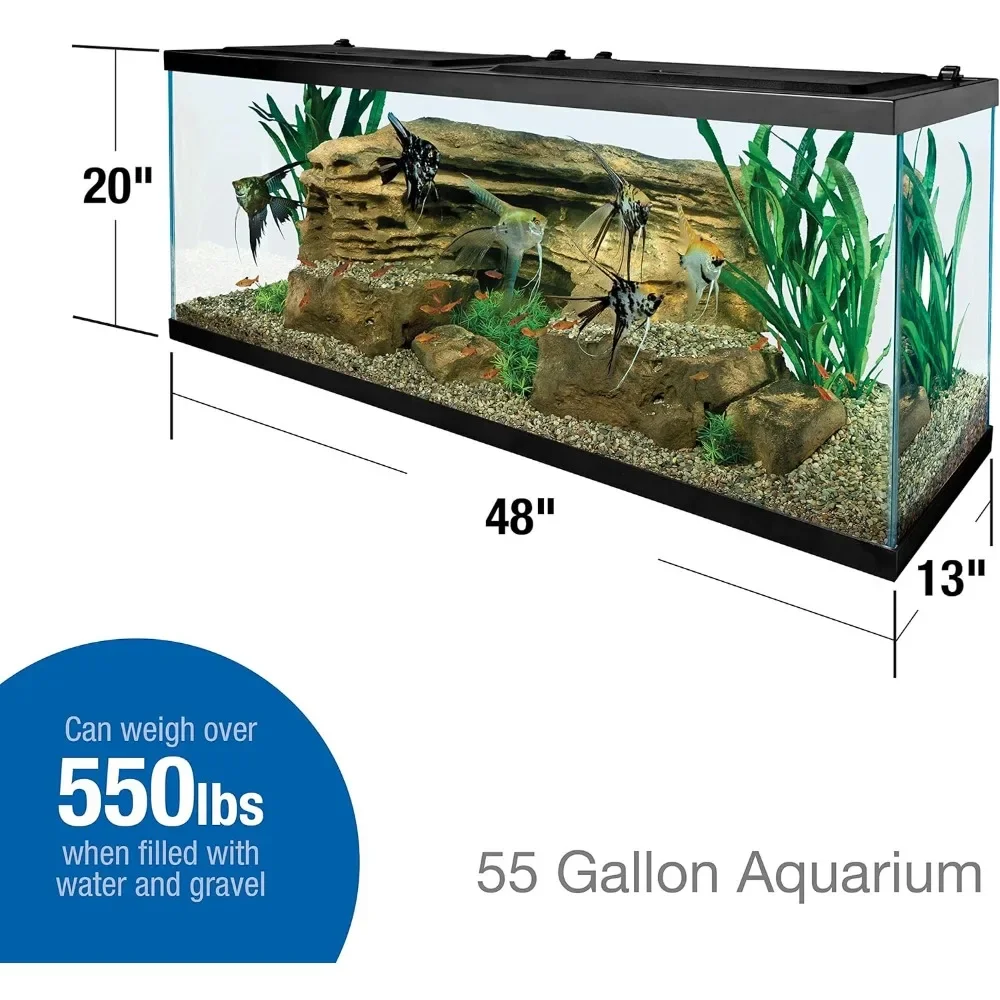NEW-Glass Aquarium 55 Gallons, Rectangular Fish Tank (NV52018)