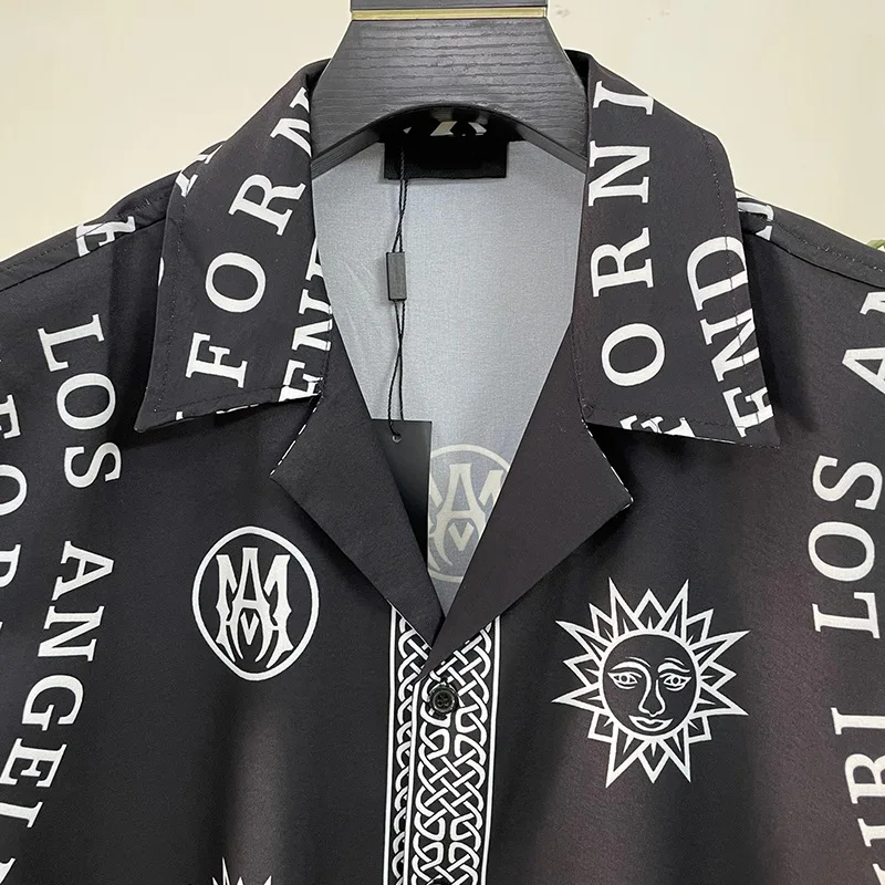 Letter Printed Shirt Mens Summer Clothes Casual Short Sleeve Social Shirt Manga Longa Prom Party