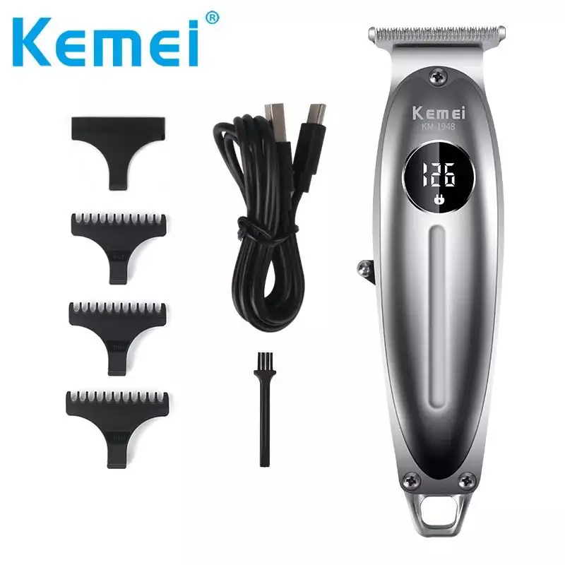 

kemei electric hair clipper KM-1948 hair clipper fast charging Metal shell salon professional trimmer with LCD