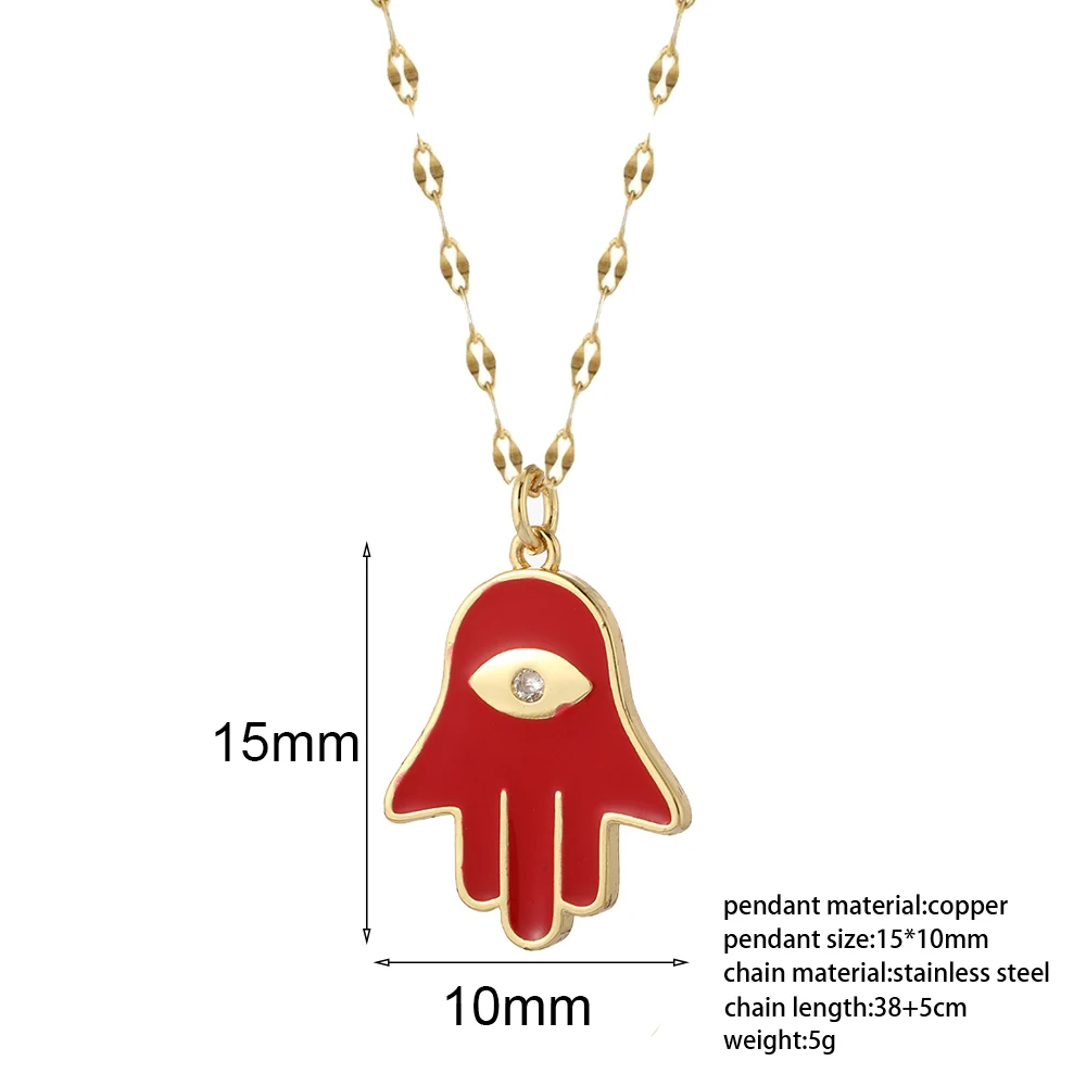 Bohemian Better fly böse Blue Eye Halskette für Frauen Gold Farbe niedlichen Herz Engel lange Edelstahl Kette Anhänger neu in Halsreif – Detail 5