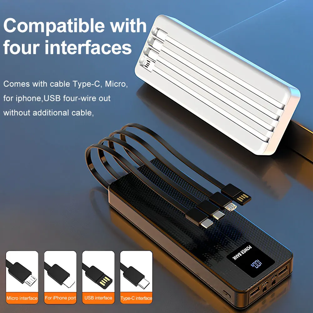 Portable Power Bank Case 6*18650 USB Battery Storage Box For Phone Charging DIY Battery Shell With Cables