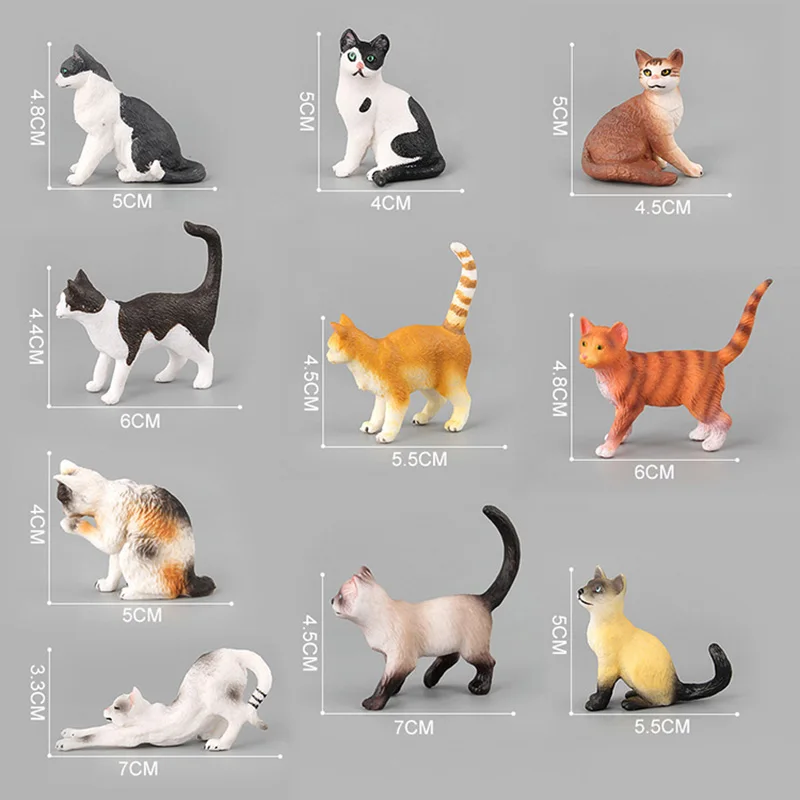 Simulation cat model set Play kitten model fake cat display animal black and white kitten toy 5