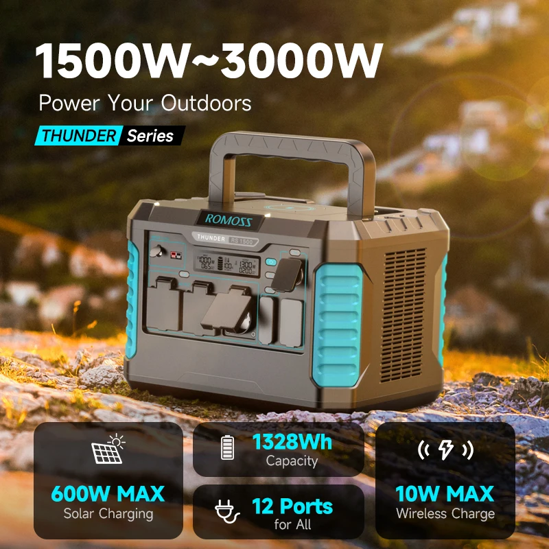 ROMOSS RS1500 1328Wh Power Station 1500-3000W Camping Power Bank Outdoor  Energy Power Supply Home Heating camping powerstation - AliExpress