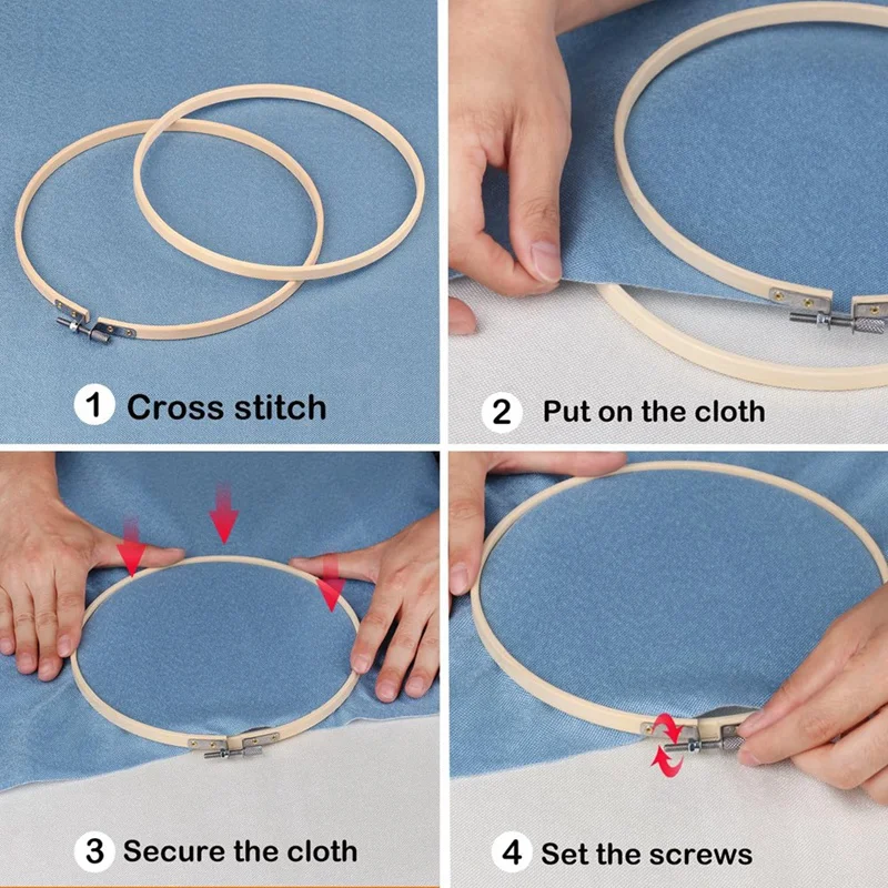 15PCS Bamboo Embroidery Hoops Set 2 Inch Embroidery Hoop Set Adjustable In Bulk For Needlework, Sewing And Crafts