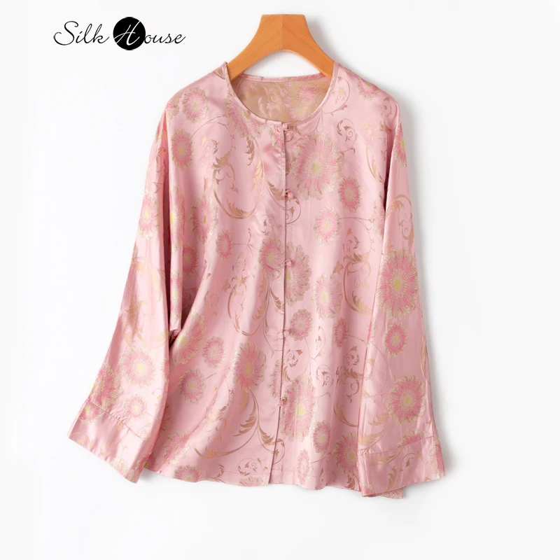 Two-sided Song Brocade Gorgeous High-style Literary and Refined Loose Sleeve Shirt Female Fashion New Style