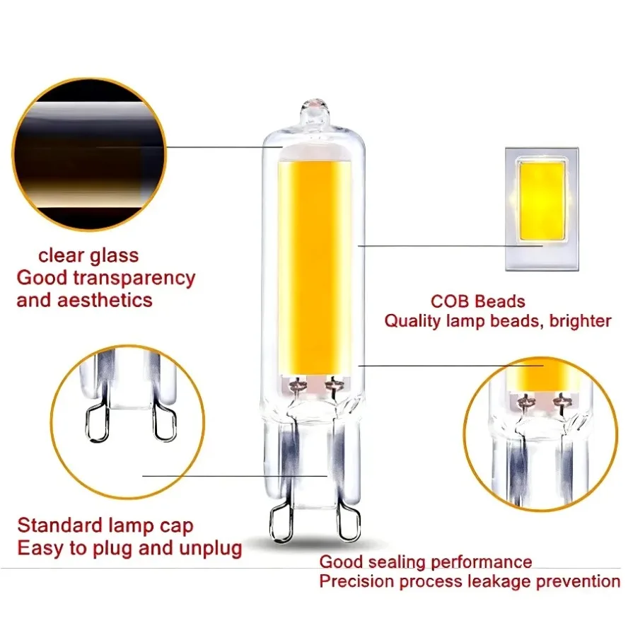 10개입 5개입 G9 LED 전구 12W 15W AC110V 220V 초고휘도 유리 램프 일정 전력 LED 조명 G9 COB 전구 조명