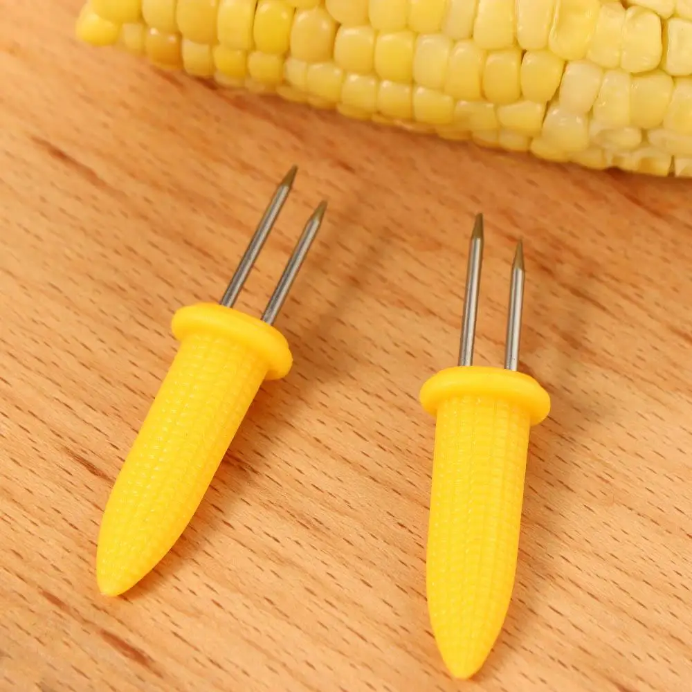 Corn Fork Bbq Tool 10/30/50 Pcs Corn Holder Corn on The Cob Holders Stainless Steel Dessert Fruit Forks for Camping Double BBQ Supplies