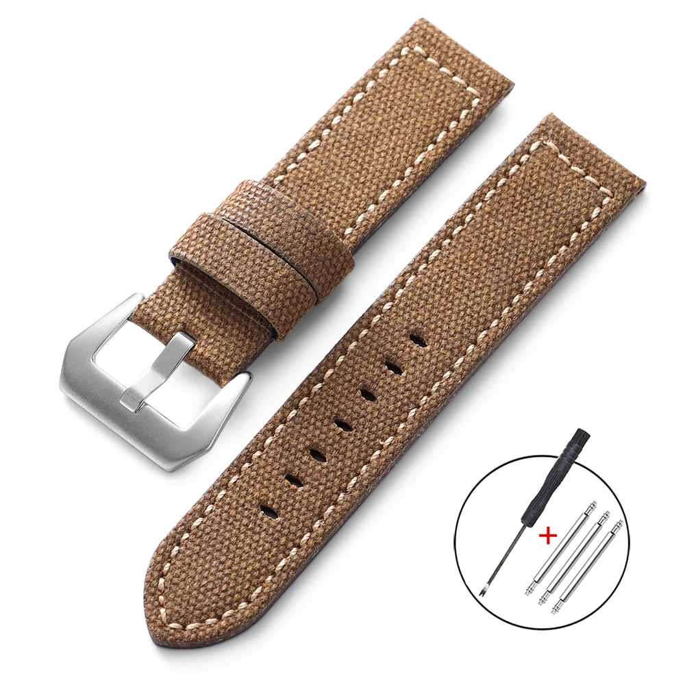Waterproof Sailcloth Nylon Leather Watch Strap with Quick Release
