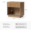 Modern Solid Wood Nightstand Set of 2 with Charging Station and Hidden Drawer, Farmhouse Bedside Table with Vertical Stripes De 2