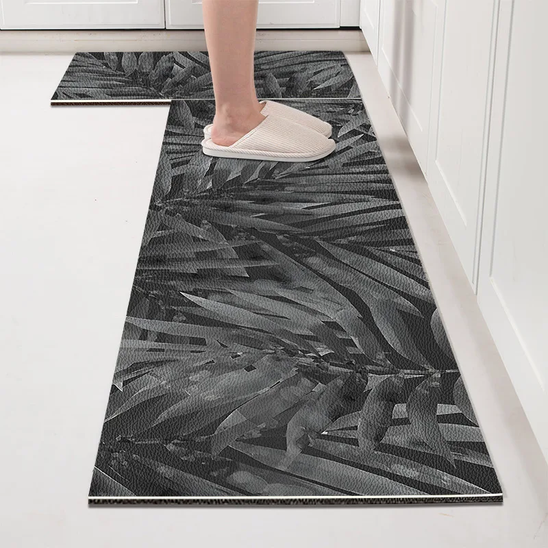 thumbnail image 1 of Alfombrilla de cuero para cocina, resistente a la suciedad, duradera, lavable, lavable y no lavable, resistente a la suciedad, alfombra de área grande, 1 of 5
