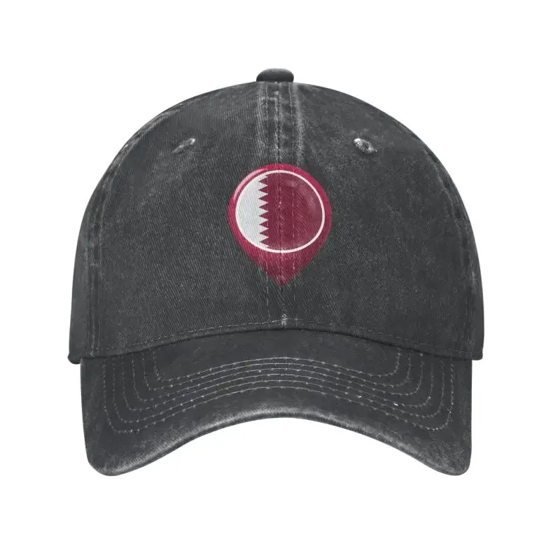

Classic Cotton Qatar Flag Map Pin Icon Baseball Cap Women Men Adjustable Dad Hat Performance