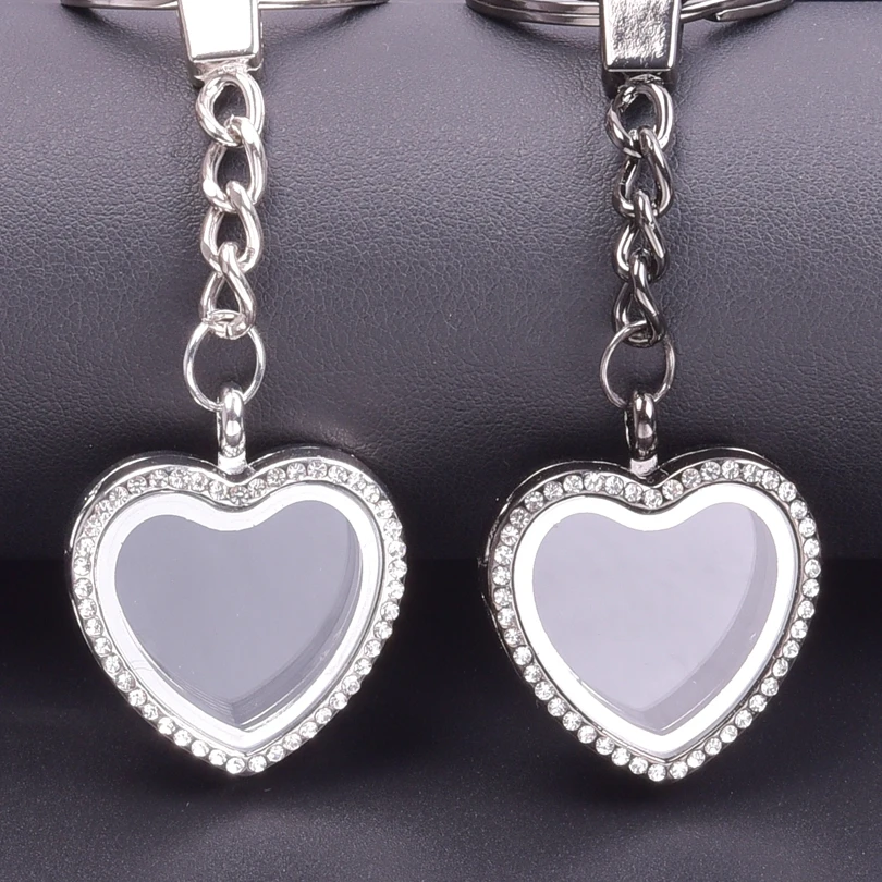 Floating Lockets Keyrings Floating Locket Keychain Heart Pendant