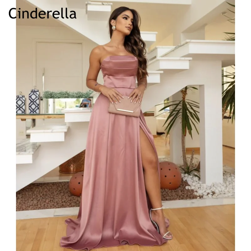 

Prom Dresses Sleeveless Floor Length High Quality Satin Prom Dresses With Lace Up Back Event Dress vestidos de fiesta de noche