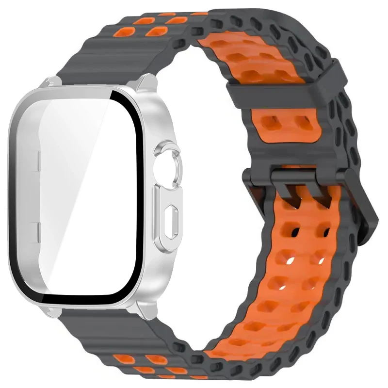 Silicone Band and Protective Case for Smartwatch - Premium Wristband Accessory Set with Screen Protector and Strap