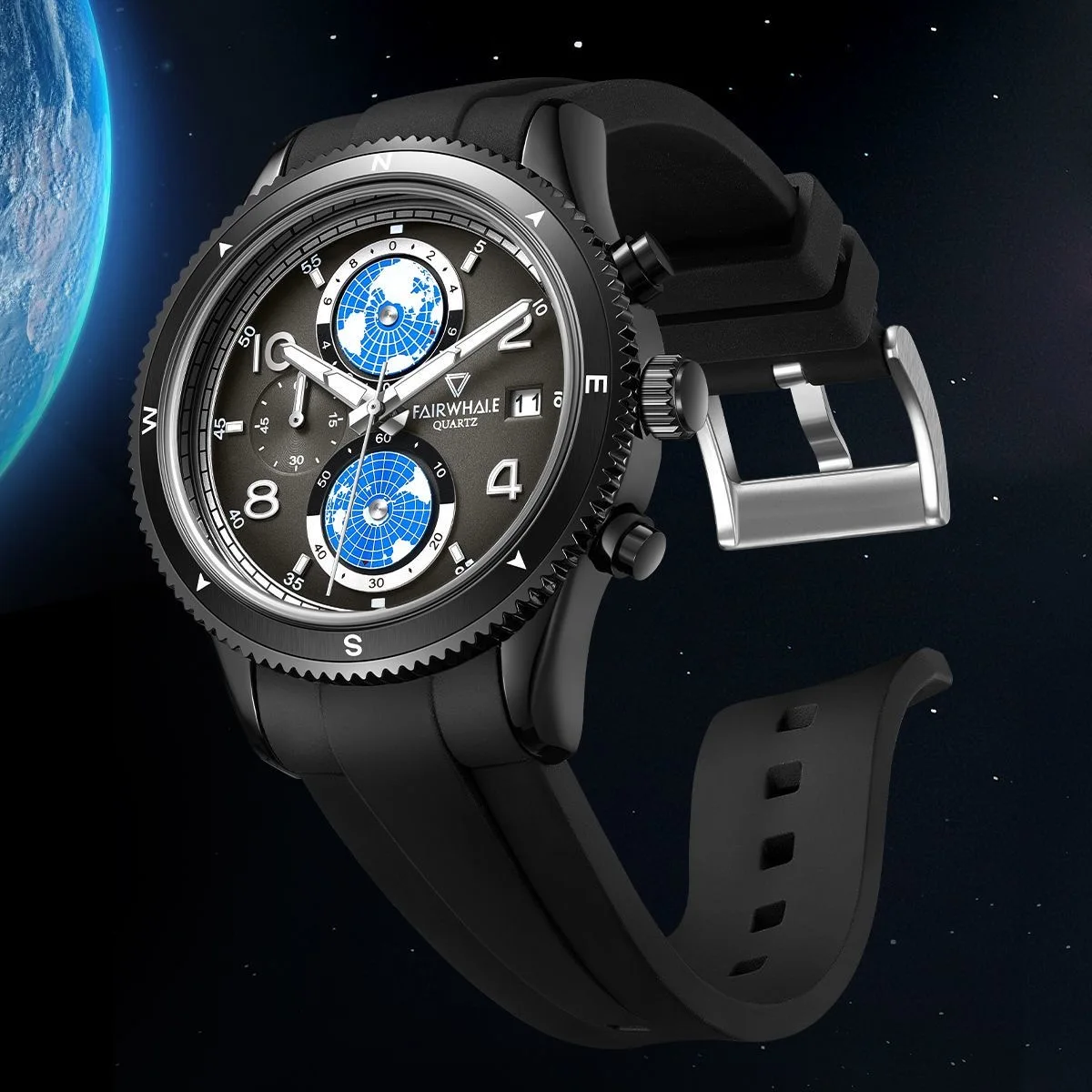 Fashion Mens Green Watches Brand Mark Fairwhale Sports Silicone Strap Quartz WristWatches Luxury Earth Clocks Reloj Dropshipping