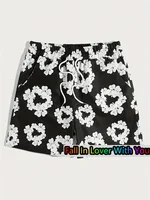 Floral Random Luxury Print Men Casual Comfy Drawstring Shorts With Pockets For Summer Beach Sports Oversized Casual Loose Shorts 1