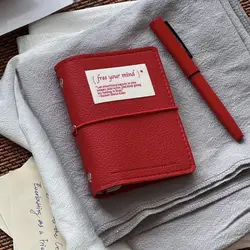 Artisan Refillable Pocket Journal - Hand - Finished Soft Cover & Strap, Curated Modular Design - 40 Underline pages (Red)