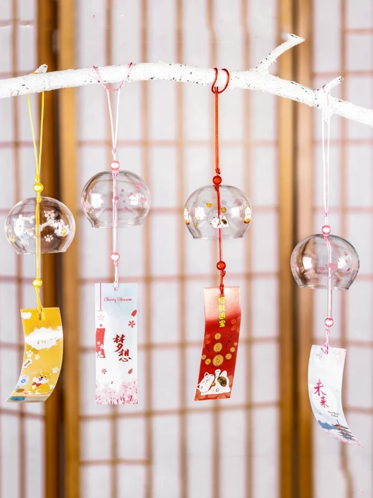 Tanie Japoński nadmuchiwany dzwonek japonia ręcznie szklane dzwonki wietrzne Spa Furin kuchnia dekoracje