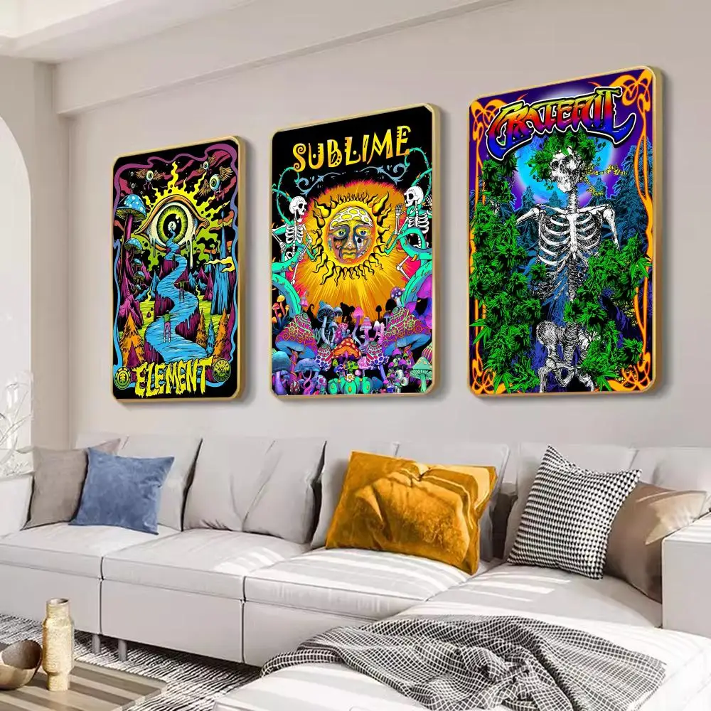 TrippySkeletonAbstractPsychedelicMushroomGoodQualityPrintsand