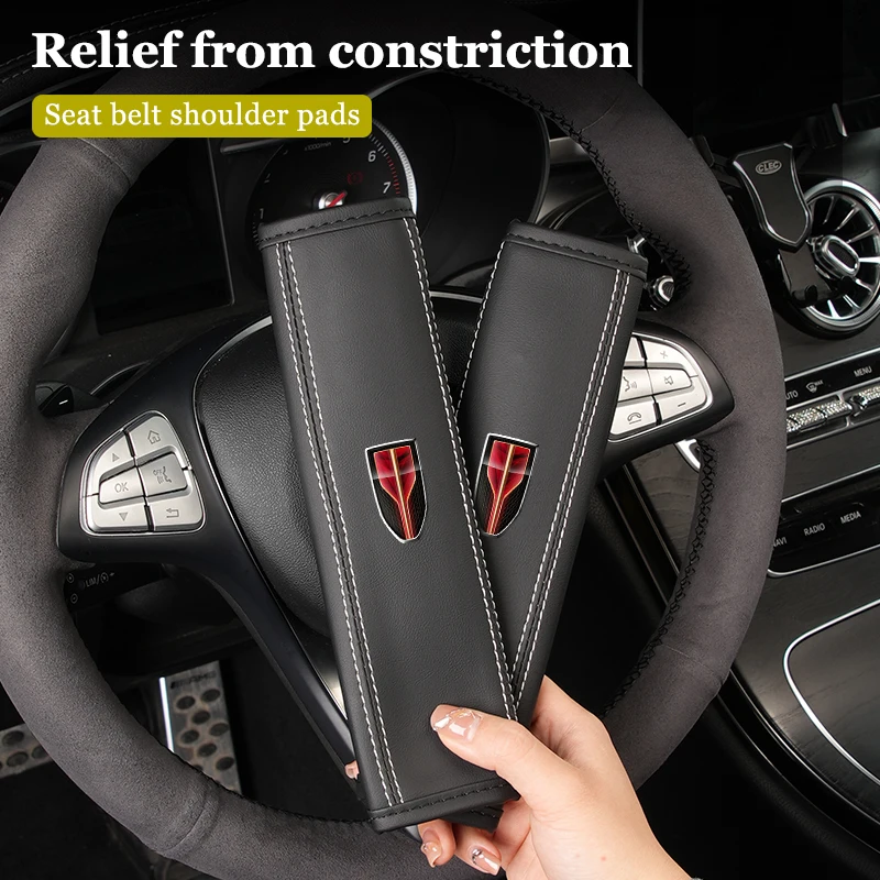 Car Seat Belt Shoulder Cover Leather Adjustable Shoulder Pads For Hongqi HS5 H5 H9 E-QH5 HS7 E-HS9 H7 E-HS3
