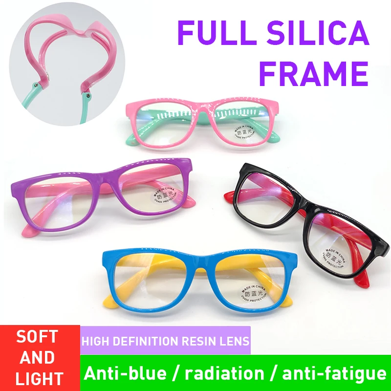 Kids Computer Glasses Blue Light Blocking Filter Gaming Goggles Detachable Child Anti-Blue Ray Eyewear Silicone Eyeglasses